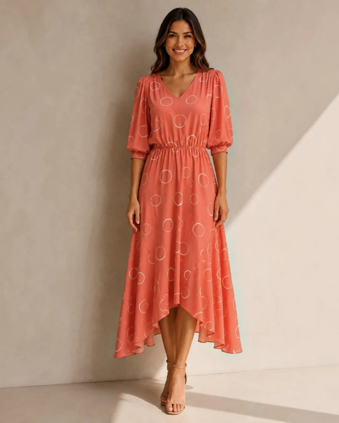 Vestido Midi Salmão
