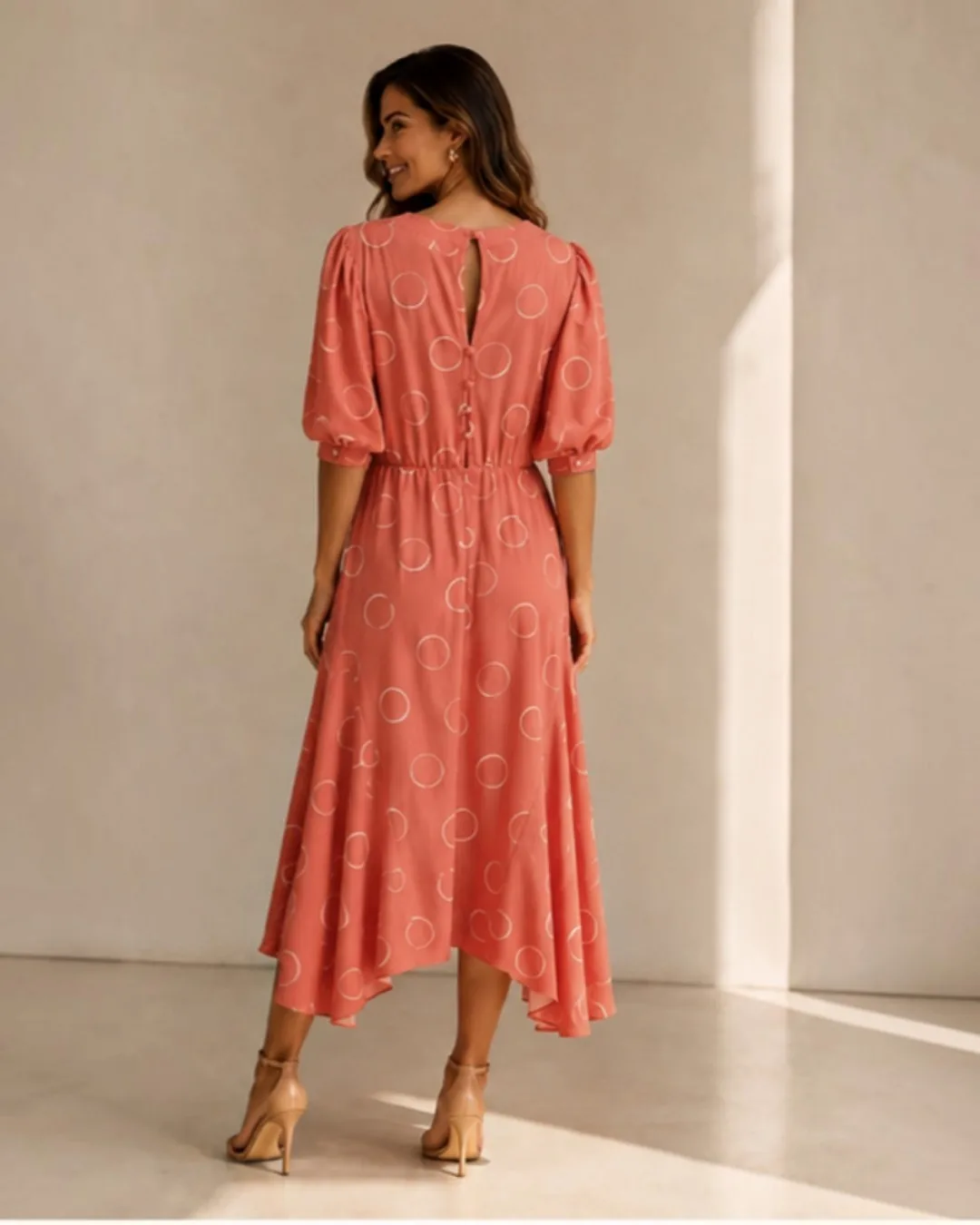 Vestido Midi Salmão