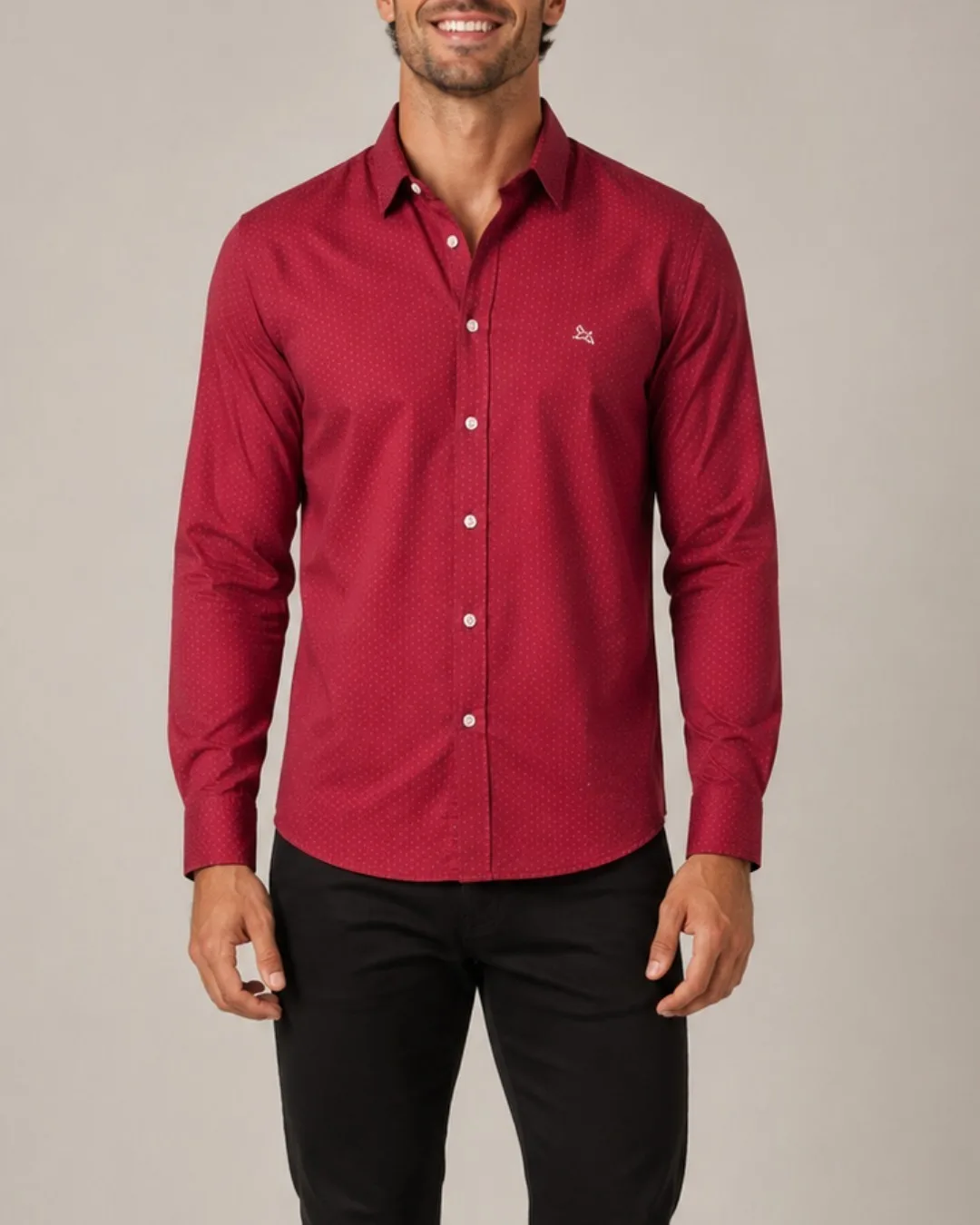 Camisa Masculina Manga Longa Vermelha